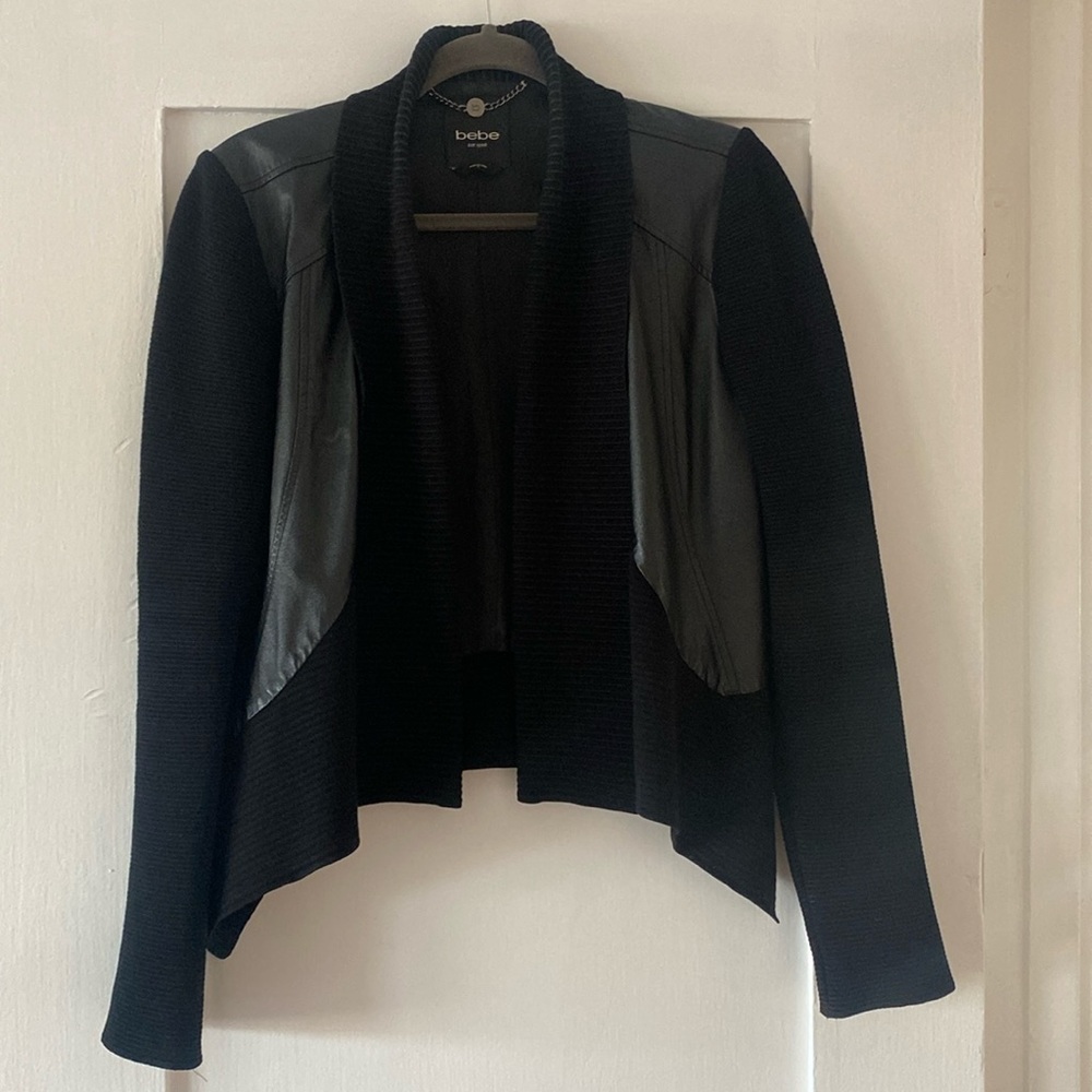 Bebe Black Leather Jacket, size xs